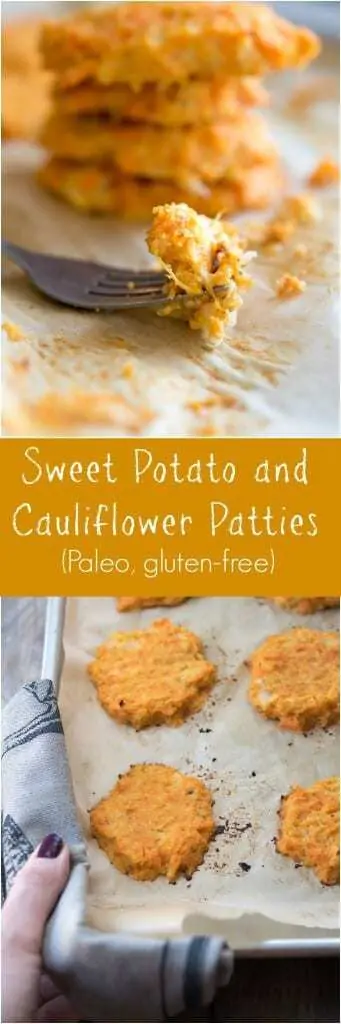 Sweet Potato and Cauliflower Patties - a Paleo and gluten-free side dish recipe on Thriving On Paleo