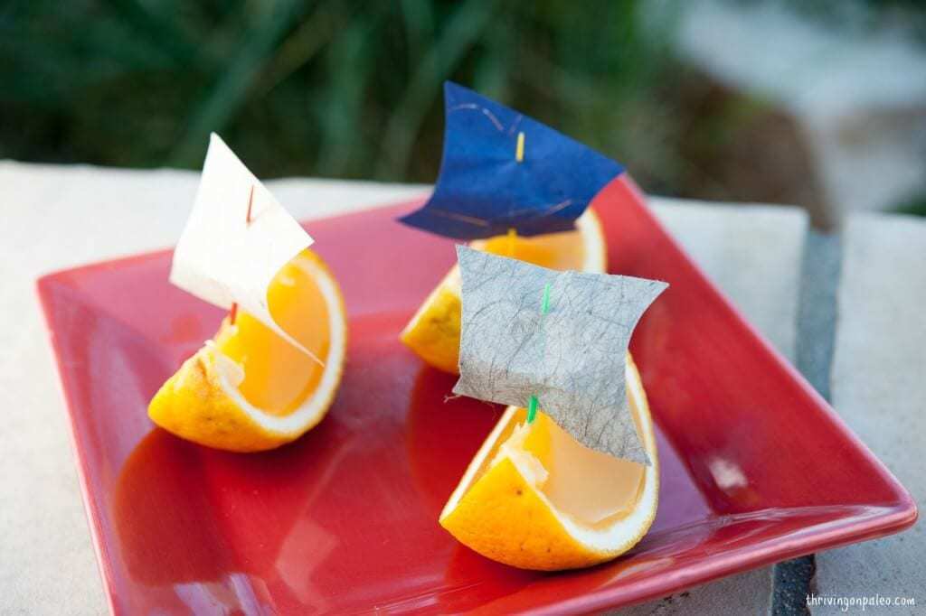 Homemade Jello Boats Recipe by Thriving On Paleo - a fun snack or treat for a kid's party that is Paleo, gluten-free, refined sugar-free