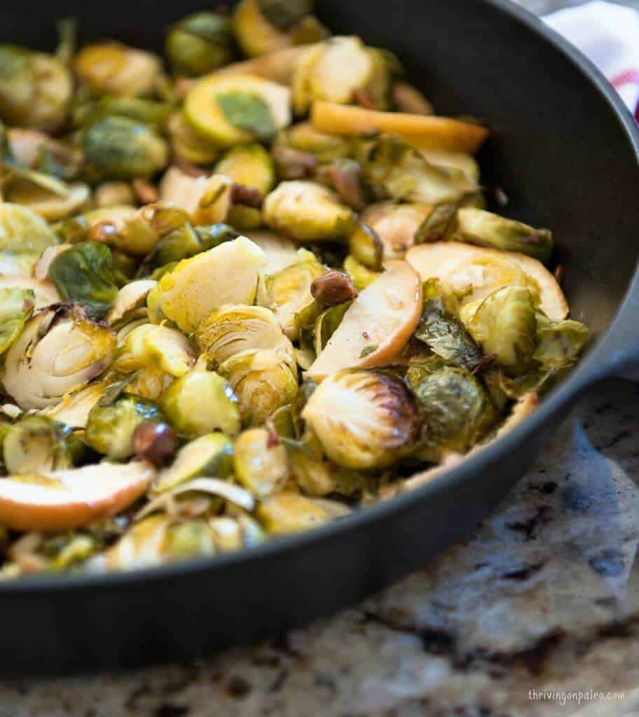 Brussels Sprouts with Apples, Shallots and Pistachios Recipe by Thriving On Paleo