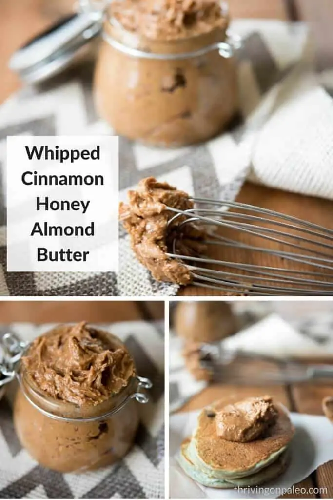 Whipped Cinnamon Honey Almond Butter - recipe for a Paleo, gluten-free, and vegetarian topping that is perfect on pancakes or bread and can be given as a holiday gift!