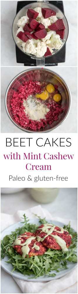 Beet Patties with Mint Cashew Cream - a Paleo and gluten-free side dish or small main dish recipe