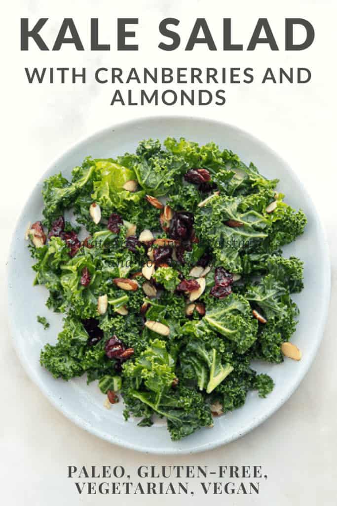 Kale Salad with Cranberries and Almonds - a paleo, gluten-free, vegan, and vegetarian easy side dish recipe