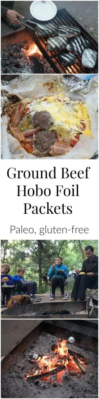 Paleo Ground Beef Hobo foil packet recipe (gluten-free, dairy-free) - cooked over the fire while camping. Plus a vlog of what we ate on our camping trip!