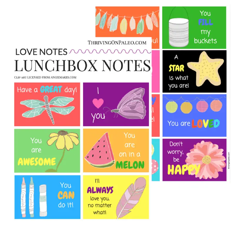 Lunchbox Love Notes - a great way to show your children you love them and to jazz up a healthy lunch