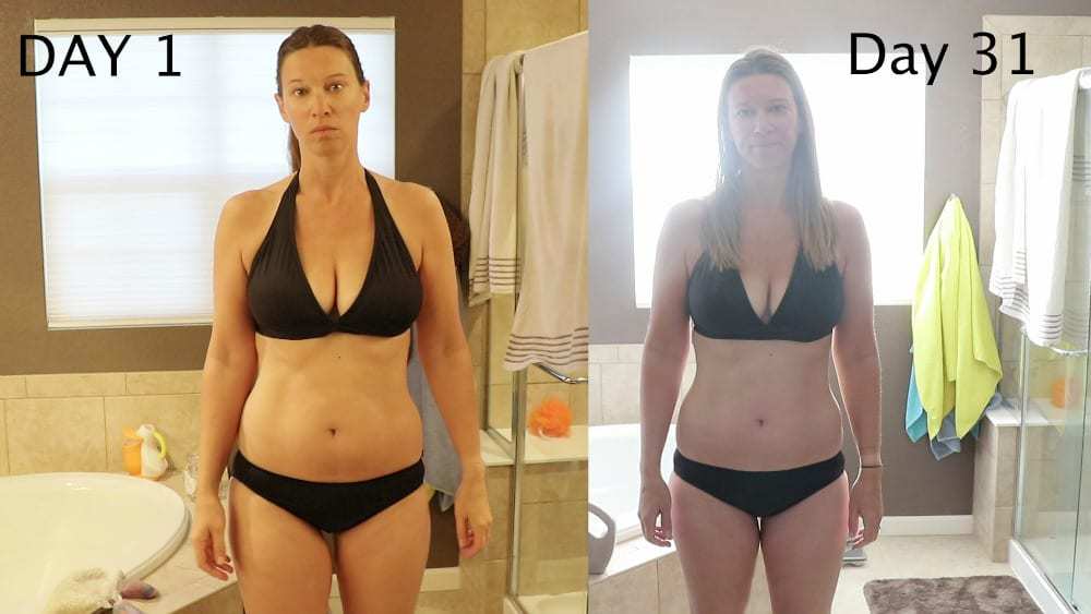 woman in bikini before and after front view