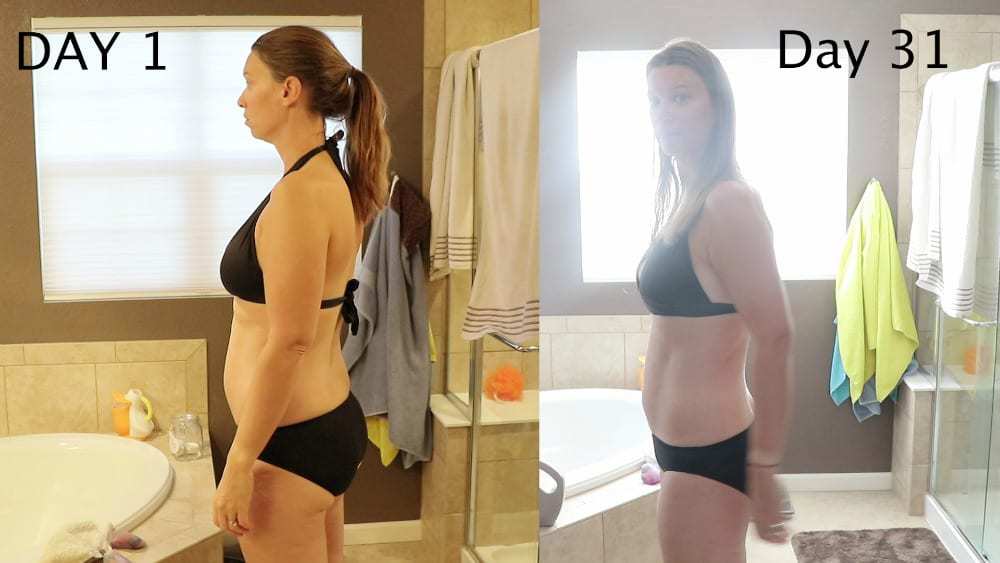 woman in bikini before and after side view