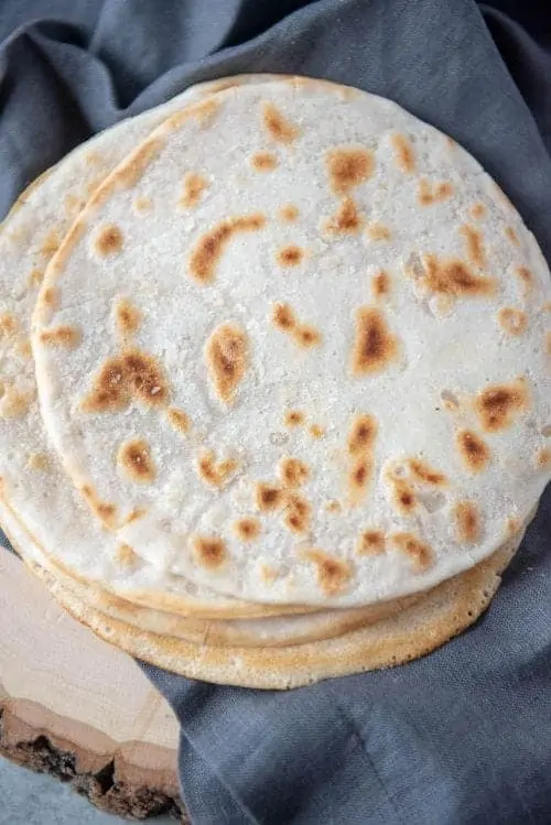 AIP Flatbreads from above, showing the brown spots from where they touched the pan