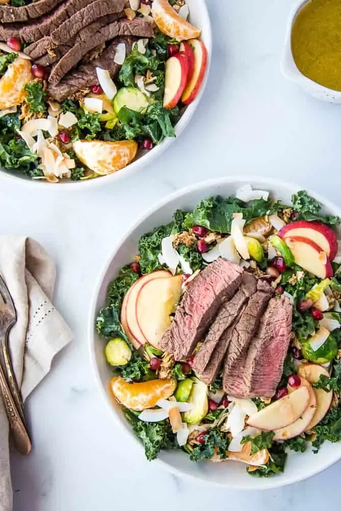Winter Steak Salad fully assembled from above
