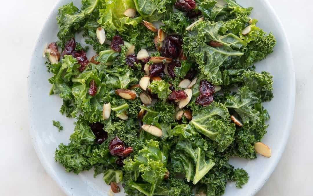 Kale Salad with Cranberries and Almonds
