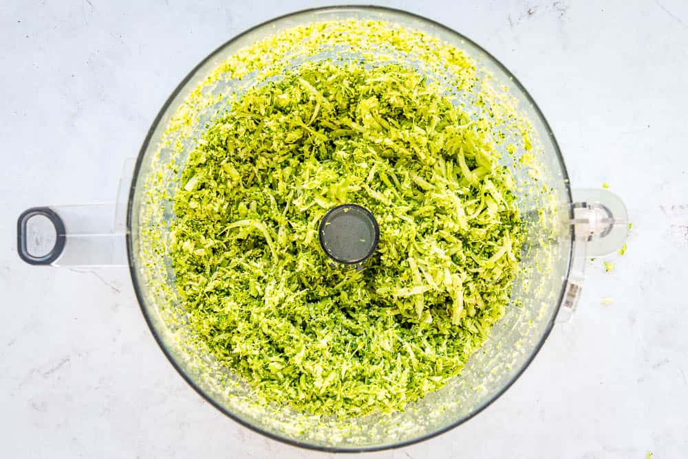 Broccoli Rice in a food processor bowl